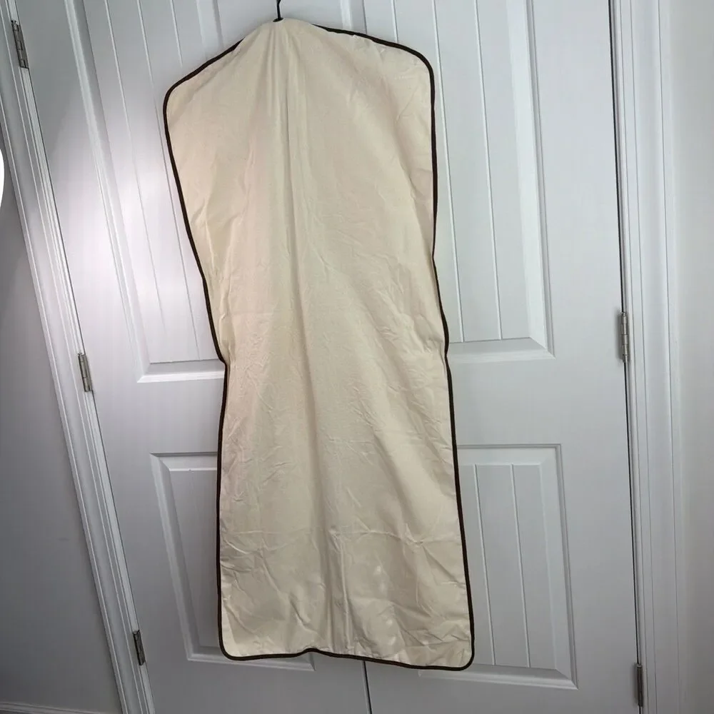 Hermes Paris Garment Bag 52” Long Canvas Suit Dress Cover Beige Brown Vintage